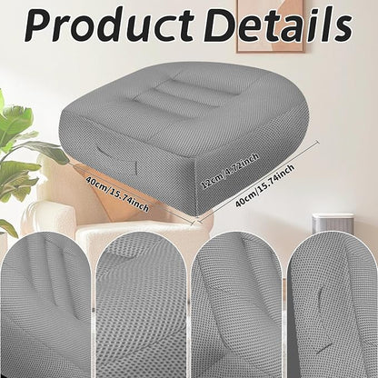 Car Booster Thick Height Adjustable Seat Cushion with Breathable Mesh Cover, Portable Seat Cushion for Driving, Office Chairs Wheelchairs Trucks SUV's and Home Use Gray