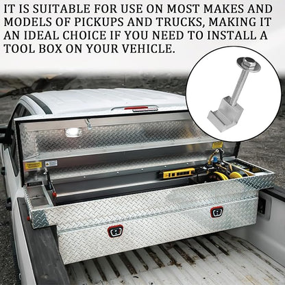 4PCS Truck Tool Box Mounting Kit, J Hook Truck Crossover Tool Boxes for Bed of Truck Aluminum Pickup Toolbox Rail Mounting Kit for Fix Tool Boxes Tie Downs Comes With Fastening Nuts(Silver)