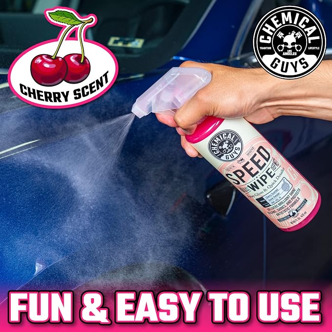 Chemical Guys Speed Wipe Quick Detailer - High Gloss, Streak-Free Shine, Detail Spray for Cars, Trucks, Motorcycles, RVs, and More, Safe on Paint, Glass, Wheels, and Trim, Cherry Scent, 16 fl oz