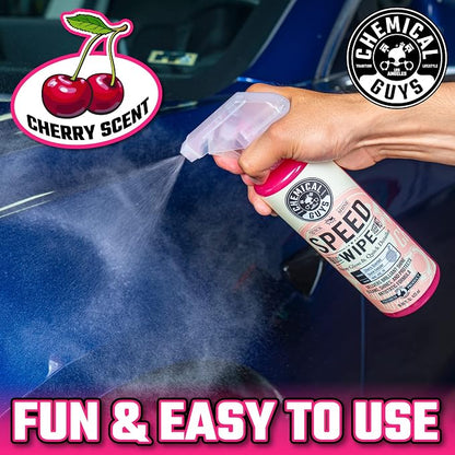 Chemical Guys Speed Wipe Quick Detailer - High Gloss, Streak-Free Shine, Detail Spray for Cars, Trucks, Motorcycles, RVs, and More, Safe on Paint, Glass, Wheels, and Trim, Cherry Scent, 16 fl oz