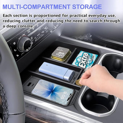 RUNROAD Center Console Organizer Tray Compatible with 2024-2026 Chevy Silverado 2500HD 3500HD Accessories, Armrest Tray For Silverado Middle Console Organizer (NOT Fit Front Triple/Split-Bench Seats)