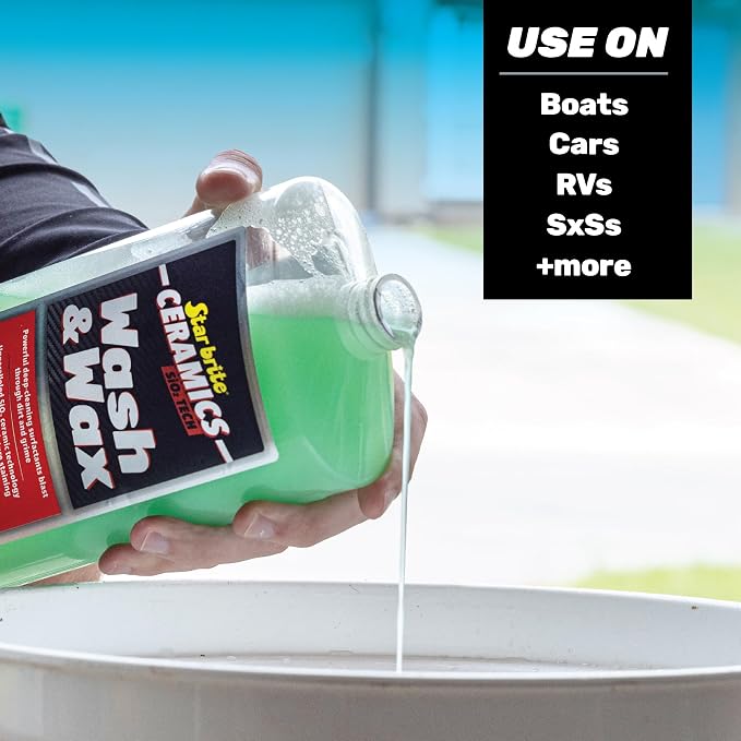 STAR BRITE Ceramic Wash & Wax - Watermelon Scent - Ultimate Protection and Shine, SiO2-Infused, Repels Dirt, Grime, UV Damage - 32 oz (203532)