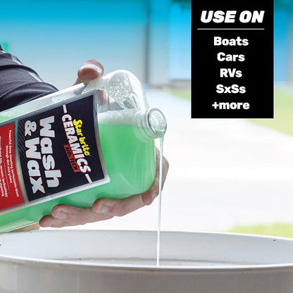 STAR BRITE Ceramic Wash & Wax - Watermelon Scent - Ultimate Protection and Shine, SiO2-Infused, Repels Dirt, Grime, UV Damage - 32 oz (203532)