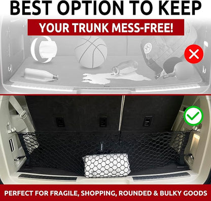 Envelope Style Automotive Elastic Trunk Mesh Cargo Net for Lincoln Navigator 2018-2026 - Premium Trunk Organizer and Storage - Luggage Net for SUV- Best Car Organizer for Ford Expedition