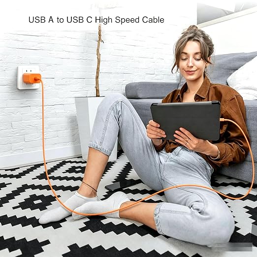 Orange iPhone 17/17E Car Carplay Cable for iPhone 17/16/15, 15/16/17 Pro Max 15 16 Plus Charging Cable, USB A to USB C Cord for iPad 10th Gen iPad Pro, Air 5th 4th Mini 6th Replacement Cord (10FT)