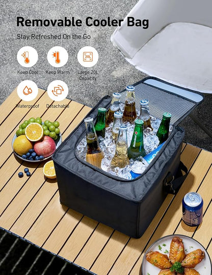 AstroAI Car Trunk Organizer Storage Large for SUV, Truck, Pickup, Collapsible Trunk Organizer Portable Storage Box with Cooler Bag, Foldable Cover, Nylon Handles, PU Bottom and PE Plate