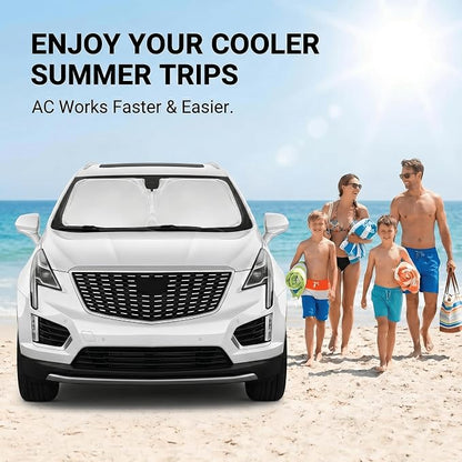 Windshield Sun Shade for Cadillac XT5 2017-2025 Sunshade Front Window Shade Custom Fit XT5 Accessories Sun Visor Foldable Shade Blocks UV Rays Accessories