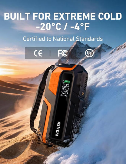 AstroAI M10 6000A 150PSI Car Jump Starter with Air Compressor - 12V Portable Battery Booster (All Gas/12.0L Diesel), Smart Tire Inflator, Heavy-Duty Jumper Cables, Power Bank, LED Light, Storage Case