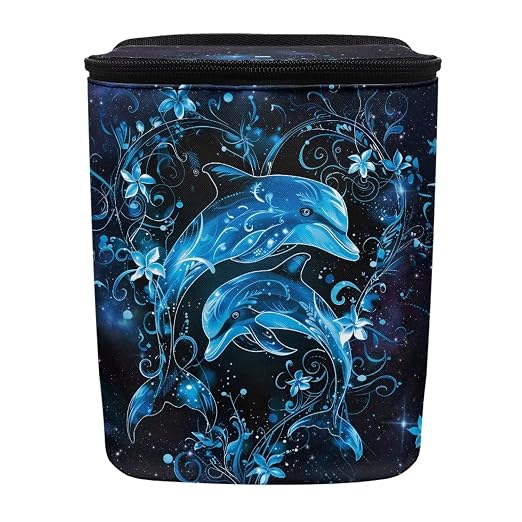 Talayituse Galaxy Dolphin Floral Print Car Trash Can Portable Auto Garbage Bin Multifunctional Vehicle Interior Accessories with Adjustable Straps Universal Fit Truck SUV Sedan