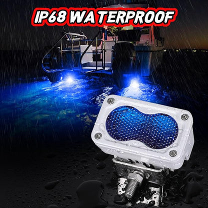 Blue LED Pod Lights 3 Inch 2PCS Auxiliary Backup Rear Light Bar Offroad Fog Driving Light Blue Hunting Fishing Emergency Safety Signal Work Lights for Truck Van UTV Pickup Boat