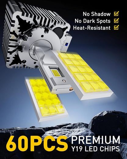 AUXITO D8S Bulbs, 30000LM 6500K Cool White, Direct Replacement D8S Light Bulbs with Cooling Fan, Plug and Play CANbus Ready No Flicker, Pack of 2