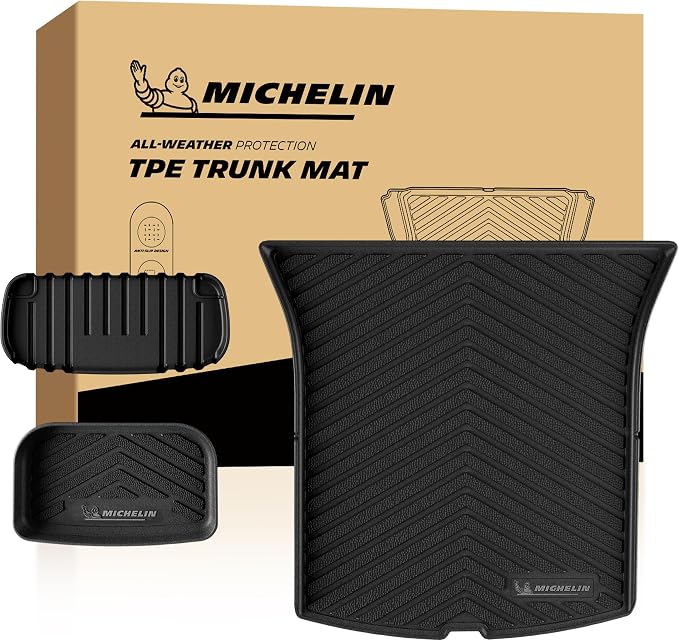 Michelin Vehicle Mat, All-Weather TPE Custom Fit Liner for Tesla Model Y 5 Seat Standard Trunk Mats 2025-2027 (3 Piece), Not Fit Premium or Performance, Premier