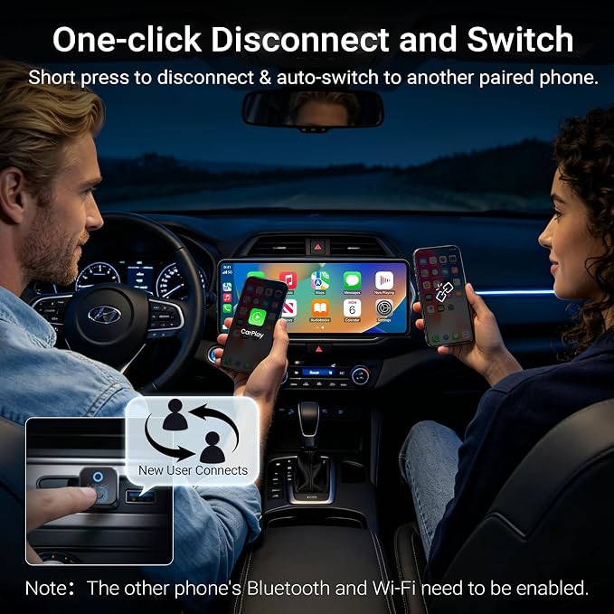 MINIX CA525 Mini Wireless CarPlay & Android Auto Adapter, 2026 Upgraded 2-in-1 Wired to Wireless Dongle, One-Button Switch, Plug & Play USB-A/C, WiFi 6 & Bluetooth 5.4, iOS 10+ & Android 11+
