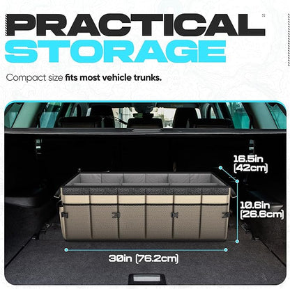 FORTEM Trunk Organizer with Cooler For SUV Car Trunk, Foldable Storage, Car Accessories for Women Men, Collapsible Bag, 600D Oxford, Non Slip Bottom, Straps, Soft Cover (105L)