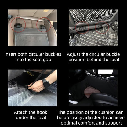 JUPENG Car Seat Leg Extender Cushion, Memory Foam Under Thigh Leg Support Pillow with Strap, Non-Slip Base & Removable Washable Cover for Driver Seat and Office Chair, Universal Comfort Pad (Beige)