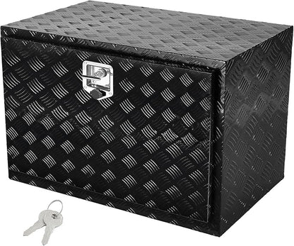 VEVOR Underbody Truck Box, 48"×17"×18" Pickup Storage Box, Heavy Duty Aluminum Diamond Plate Tool Box with Lock and Keys, Waterproof Trailer Storage Box with T-Handle Latch for Truck, Van, Trailer