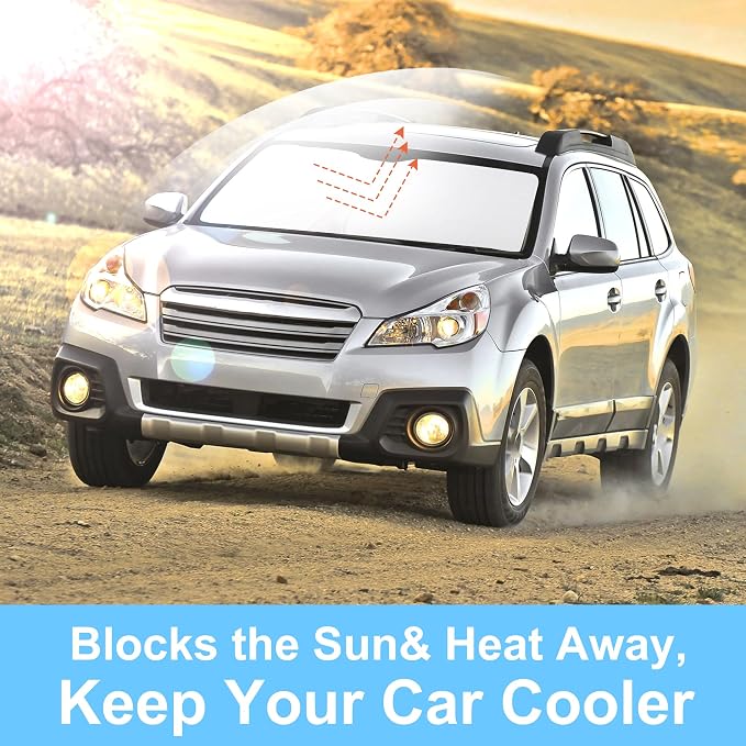 TINGLU Sun Shade for Subaru Outback Wagon 2010-2014 Accessories Windshield Sun Shade Window Shade UV Rays Protection Sun Visor Cover with Steering Wheel Sunshade Storage Bag