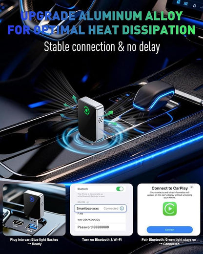 SPIRITIME Wireless CarPlay Adapter for iPhone, 2026 Upgraded 2-in-1 Android Auto CarPlay Wireless Adapter, Convert Wired to Wireless, Fast & Stable, Plug & Play (Silvery)