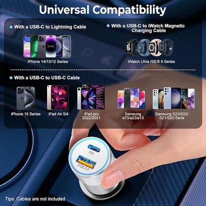 Car Charger USB C 6-Pack, Ancekoy 38W Dual Port Cigarette Lighter with PD3.0 + QC3.0 Type C Car Charger Adapter iPhone 16/15 Pro Max/Samsung Galaxy S24/S23/S22Plus/Ultra/,iPad Pro(White)