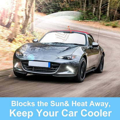TINGLU Sun Shade for Mazda MX-5 Miata 2017-2019 Accessories Windshield Sun Shade Window Shade UV Rays Protection Sun Visor Cover with Steering Wheel Sunshade Storage Bag