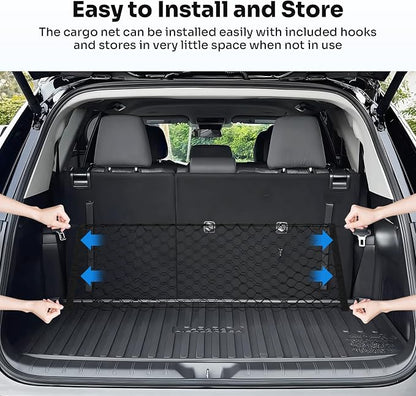 Canvcle Trunk Cargo Net for 2024-2025 2026 Toyota Grand Highlander Accessories Envelope Style Mesh Trunk Net Organizer and Storage Stretchable Adjustable Elastic Nylon Rear Cargo Netting with Hooks