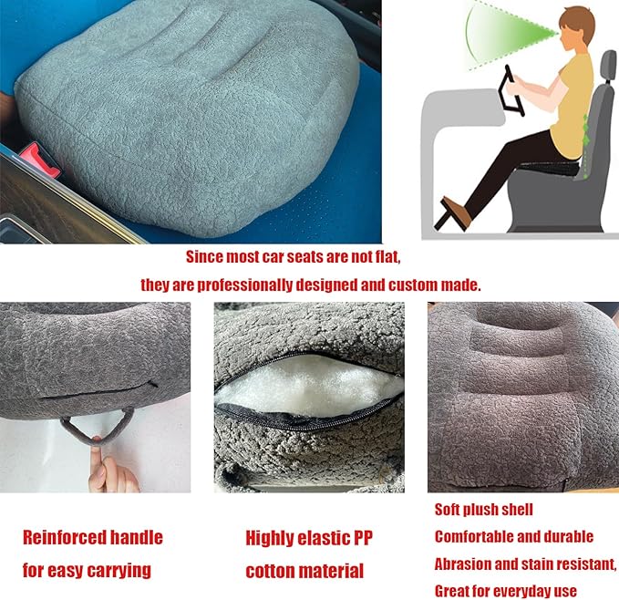 adult short driver car seat booster/booster seat for adults/thick Office Chair Booster Seat,for Short People Effectively Increase Field of View Lower Back Fatigue Relief,for Cars,Office,Home（White）