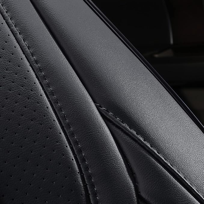 Huidasource Front Seat Covers for Dodge Ram 1500, 2Pcs Waterproof Leather Seat Cushion Covers Custom Fit for 2009-2025 Ram 1500, 2010-2025 Ram 2500/3500 Crew Cab/Mega Cab (Concave Front/Black)