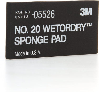 3M Wetordry Sponge Pad 20, 05526, 5-1/2 in x 2-3/4 in x 3/8 in, Flexible, Long Lasting, Automotive Sponge, Black