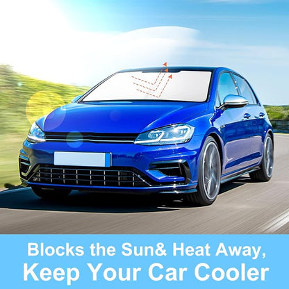 TINGLU Sun Shade for Volkswagen Golf GTI e-Golf VW Golf R 4 Door Hatchback 2015-2021 Accessories Windshield Sun Shade Window Shade UV Rays Protection Sun Visor Cover