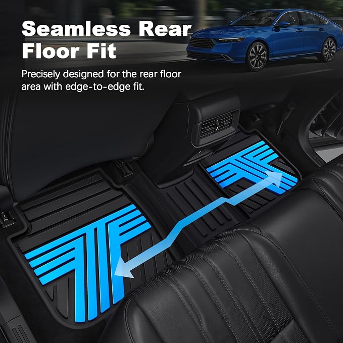 Floor Mats Fit for Honda Accord Sedan 2026 2025 2024 2023 (Gasoline & Hybrid), All Weather Protection Custom Fit Anti-Slip Floor Liners,1st & 2nd Row, Black & Blue