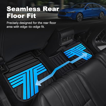 Floor Mats Fit for Honda Accord Sedan 2026 2025 2024 2023 (Gasoline & Hybrid), All Weather Protection Custom Fit Anti-Slip Floor Liners,1st & 2nd Row, Black & Blue