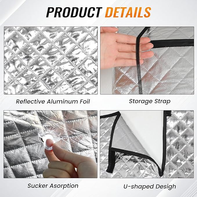 Windshield Sun Shade Car Sun Shade, Folding Car Shades for Front Windows, Blocks UV Rays Sun Visor Protector for Truck SUV Van, Keeps Vehicle Cool - Silver (55" x 29.5")