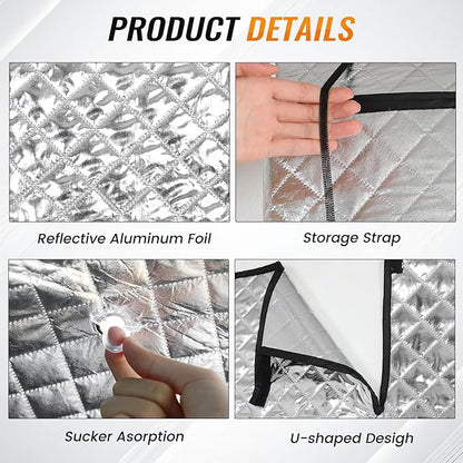 Windshield Sun Shade Car Sun Shade, Folding Car Shades for Front Windows, Blocks UV Rays Sun Visor Protector for Truck SUV Van, Keeps Vehicle Cool - Silver (55" x 29.5")