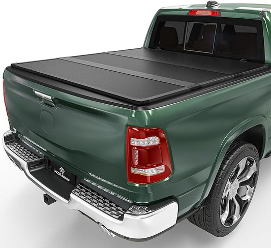 YITAMOTOR FRP Hard Tri-Fold Truck Bed Tonneau Cover Fits for Dodge Ram 1500 2009-2026 (Classic & New) 5.7 ft Bed Without Rambox