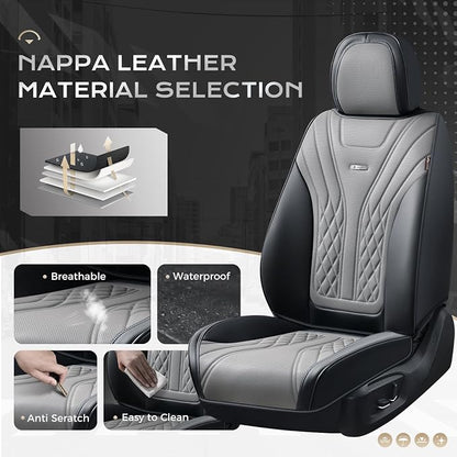Coverado Car Seat Covers, Car Seat Covers Front Seats, 2-Pack Front Seat Cover, Nappa Leather Waterproof Seat Covers, Car Seat Protectors, Automotive Seat Covers Universal Fit for Most Vehicles
