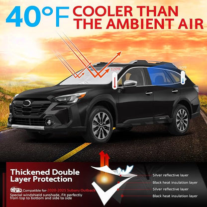 KAYZT Windshield Sun Shade for 2020-2025 Subaru Outback Foldable Sunshade Front Window Custom Fit Car Accessories