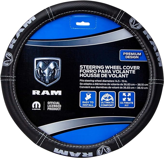 Plasticolor 006697R25 Ram Deluxe Elite Steering Wheel Cover - Gray Logo