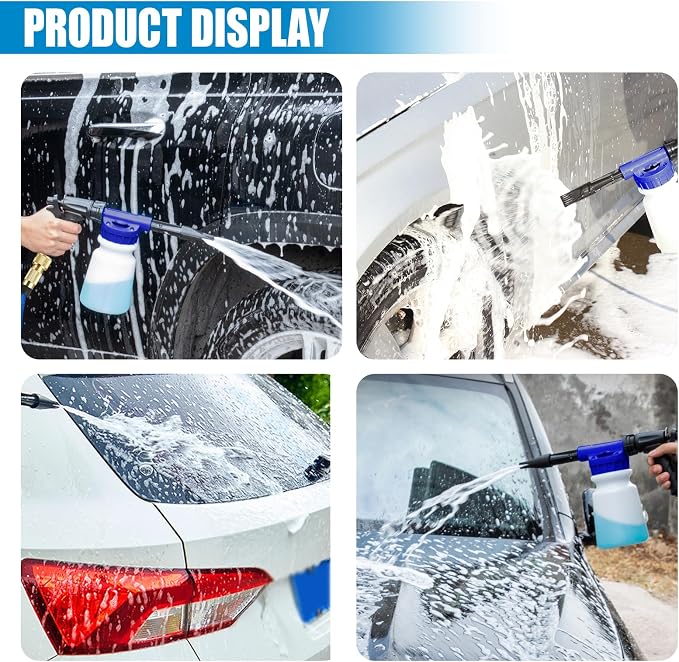 ZIMISI Car Wash Foam Gun, Foam Cannon for Hose, Professional Car Foam Sprayer with 6 Levels Foam Concentration, Spray Gun Cleaner, Connects to Any Garden Hose (Blue)