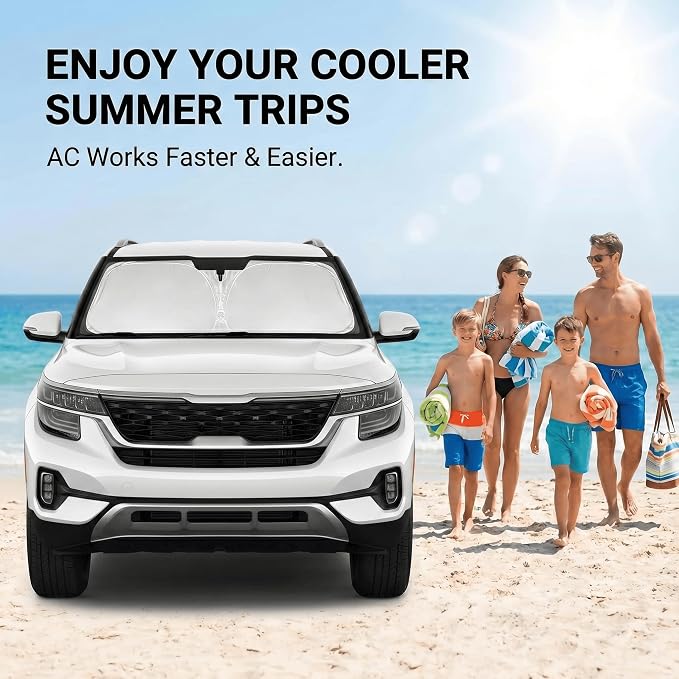 Windshield Sun Shade for Kia Seltos 2021-2024 2025 2026 Sunshade Front Window Shade Custom Fit Seltos Accessories Sun Visor Foldable Shade Blocks UV Rays Accessories