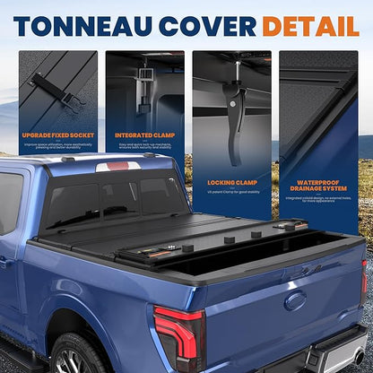 KUIPERAUTO 5.5FT Hard Quad Fold Truck Bed Tonneau Cover Compatible for Ford F150 2015-2025 2026 F-150 Aluminum Bed Styleside (Not for Flareside) 67Inch Bed