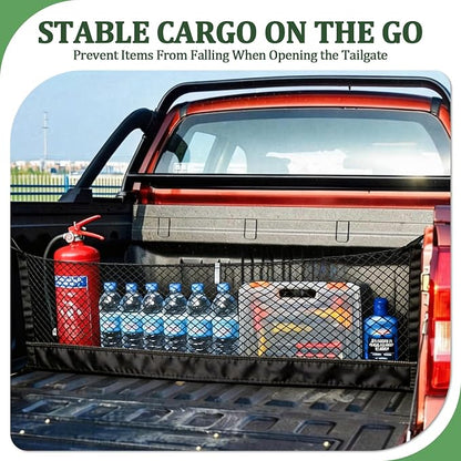 3-Layer Cargo Net for Chevrolet Colorado, GMC Canyon 2023-2026 | Zipper Bag Truck Bed Net for Groceries, Heavy Duty Oxford Cargo Organizer Storage Nets with Carabiners for Camping