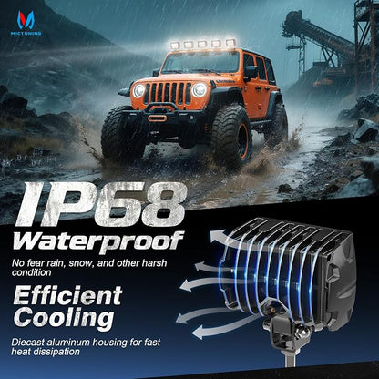 MICTUNING K1 4 Inch 36W Amber White LED Light Pods 6 Modes Dual Color Spot Off Road Light Cube Spot Strobe Lights Driving Offroad Ditch Lights for Truck Jeep, Pair