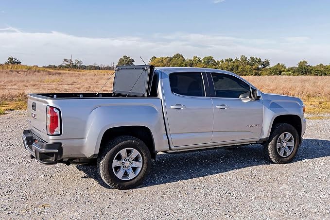Rough Country Hard Tri-Fold Truck Bed Tonneau Cover for Chevy Colorado & GMC Canyon (2015-2026) - Aluminum Flip-Up Folding Bed Cover, Fits 5' (60") Bed