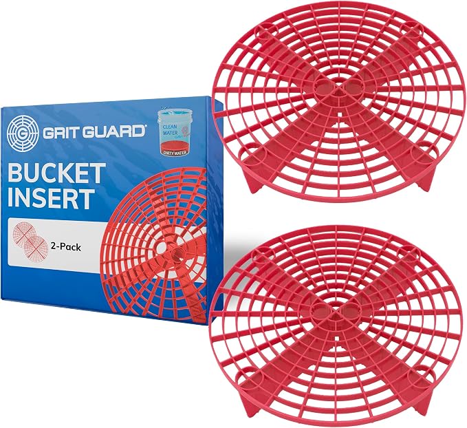 Grit Guard The Original Red Bucket Insert (2 Pack) | 10" Diameter Car Wash Bucket Guard for Car Washing & Detailing | Compatible with 3.5, 4, 5 and 6 Gallon Buckets - Made in the USA