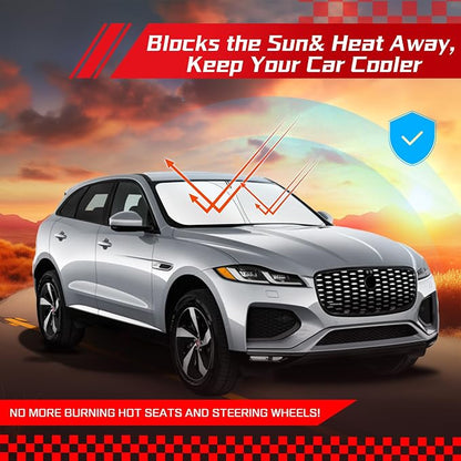 ARISMOTOR Windshield Sun Shade for Jaguar F-Pace 2016-2025 2026, Custom Fit Foldable Front Window Sunshade Sun Visor Protector, Block UV Rays Keep Your Car Cooler