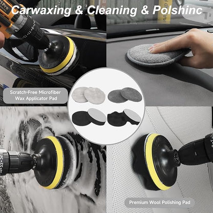 Car Detailing Kit, Car Detailing Brush Set, Car Cleaning Kit, Auto Detailing Tools for Interior Exterior Wheels, Professional Car Wash Accessories with Windshield Cleaning Tool and Storage Box(Grey)