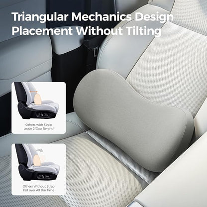 Lumbar Support Pillow - Back Pain Relief Cushion, Fits Tightly Around the Coccyx, Ergonomics Memory Foam, Skin-Friendly Fabric, Fit Car Drive, Office Chair, Rest Seat, Wheelchair (Gray)