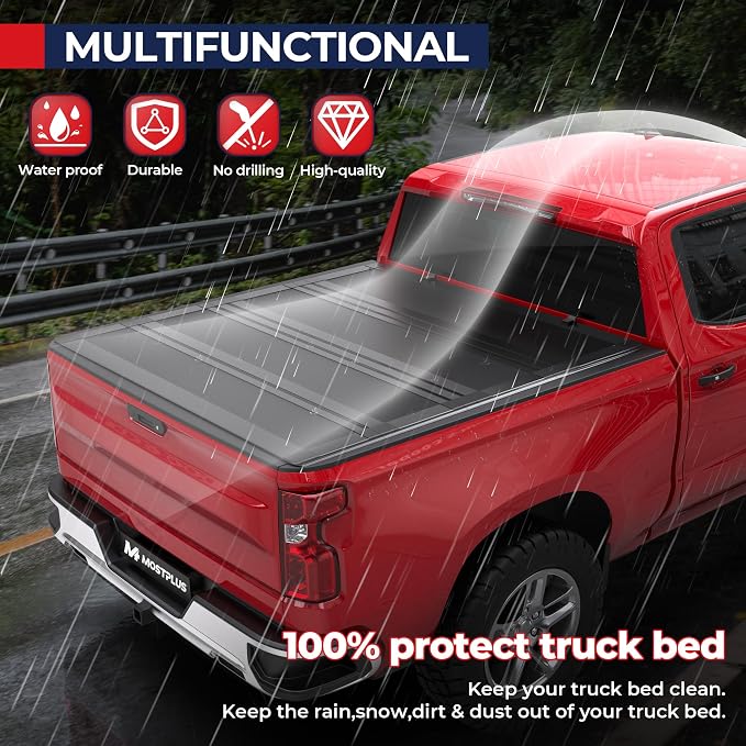 MOSTPLUS Truck Bed Tonneau Cover Compatible for Chevy Colorado 2015-2025 /Compatible for GMC Canyon 2015-2025 (4-Fold 6'' FT 72 inch Low Profile Bed Cover)