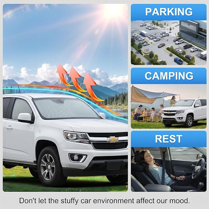 for 2015-2026 Chevy/Chevrolet Colorado Windshield Sun Shade - Foldable Windshield Cover Front Window Shade Custom Fit Colorado Accessories Sun Visor Protector Blocks UV Rays Car Accessories