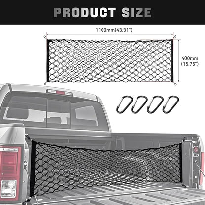 Cargo Net for 2015-2025 Ford F150 & 2017+ F250/F350/F450 Accessories, 43" x 16" Truck Bed Organizer, Envelope Style Cargo Netting for Pickup Truck Bed